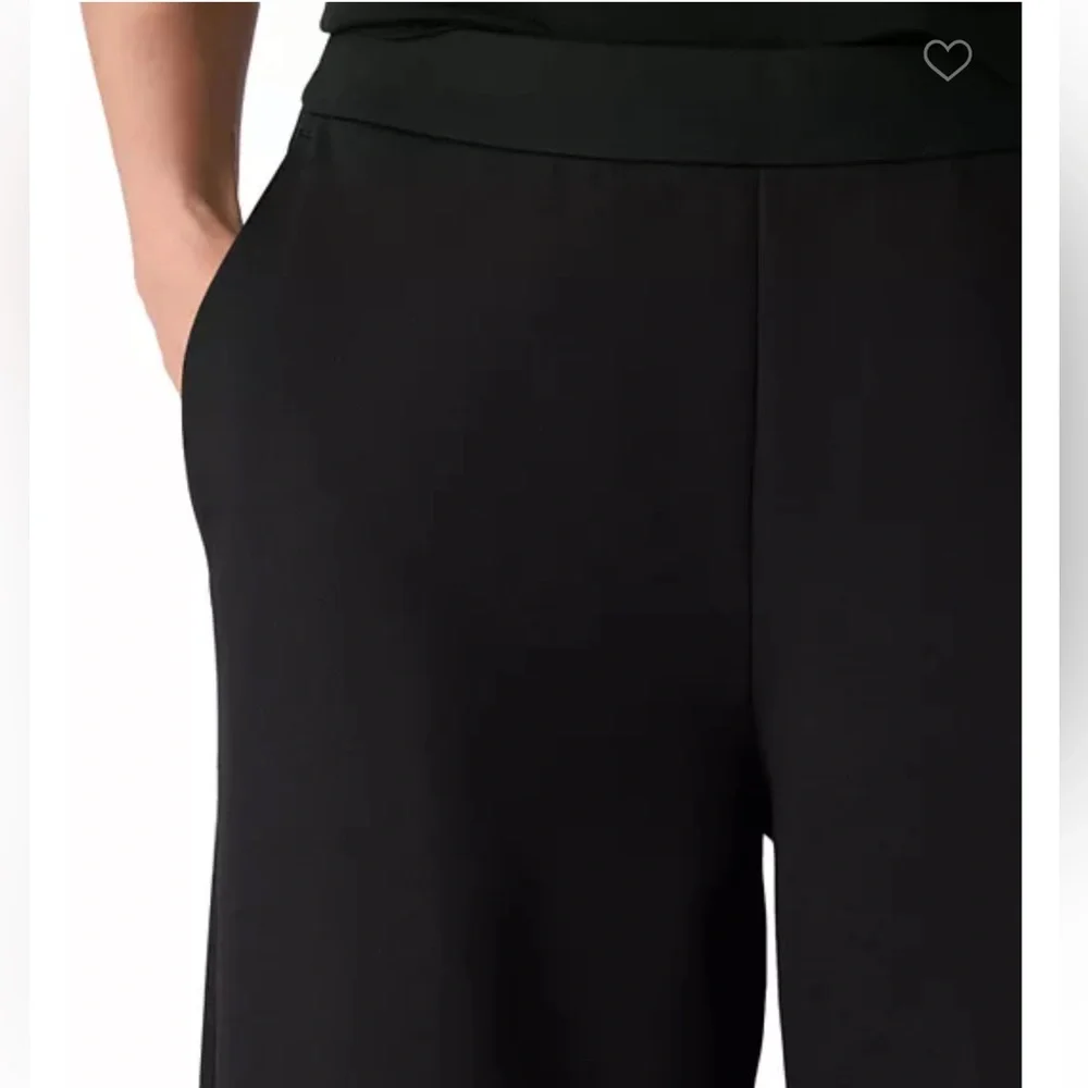 Eileen Fisher Tencel Wide Leg Ankle Pants Black XS Minimalist Lounge Workwear
